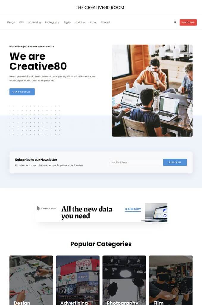 Creative Blog Elementor Website Template