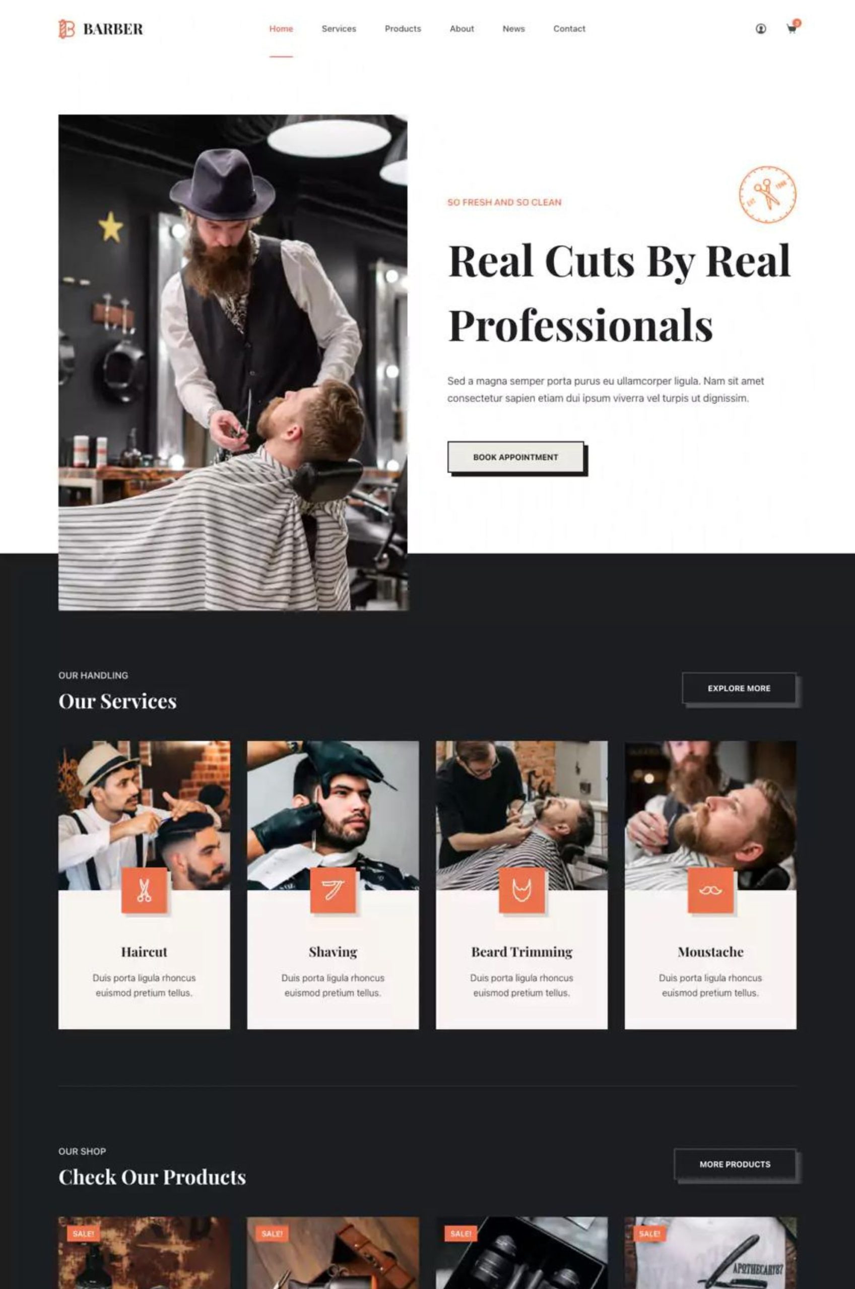 Barber Shop WordPress Elementor Template