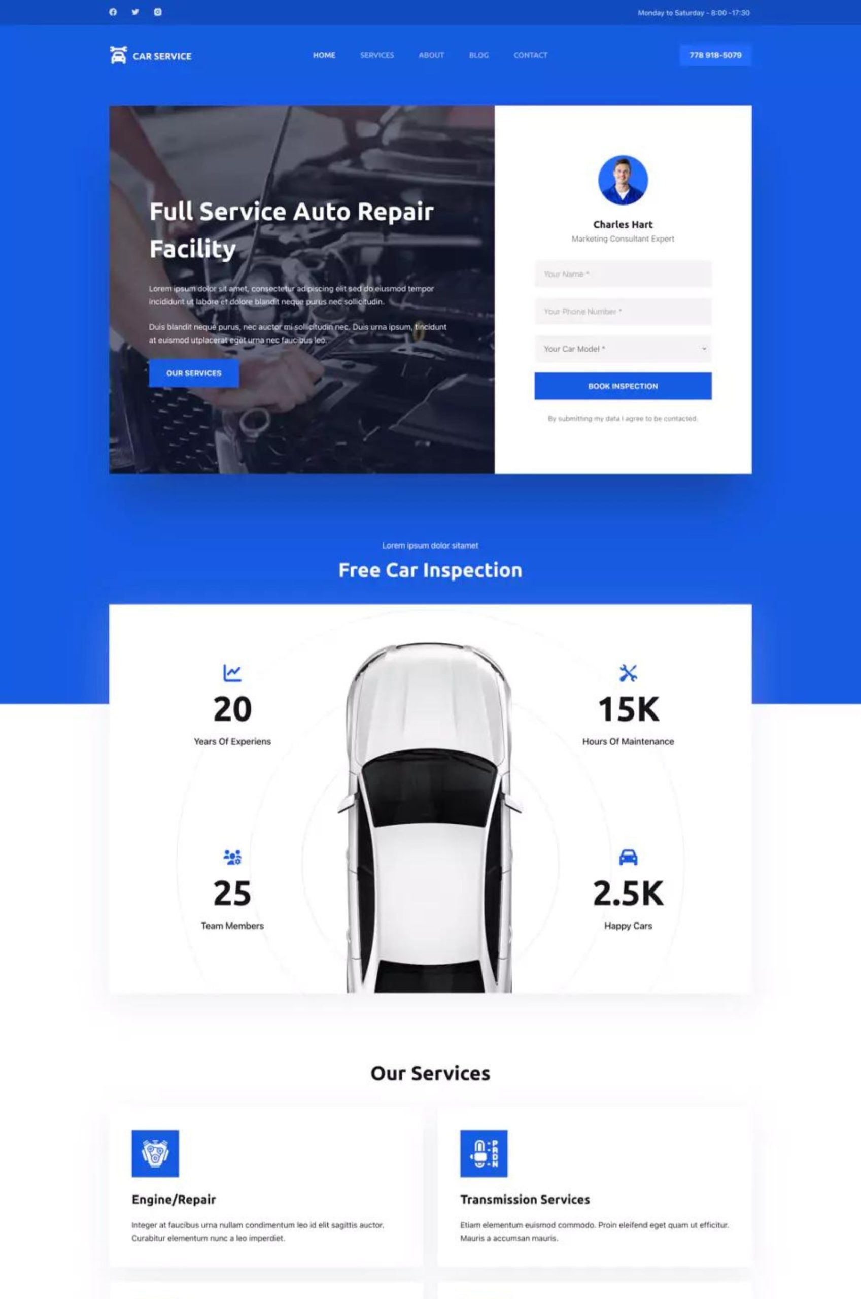 Car Service WordPress Elementor Template