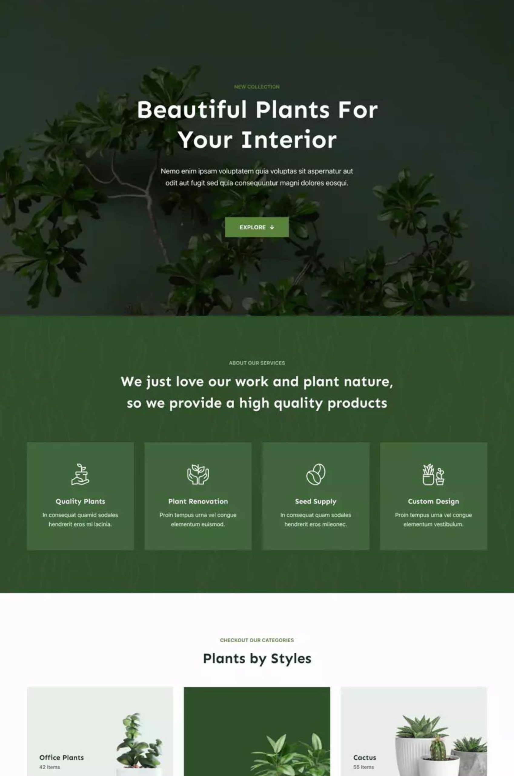 Floreo Plants Interior WordPress Elementor Templat