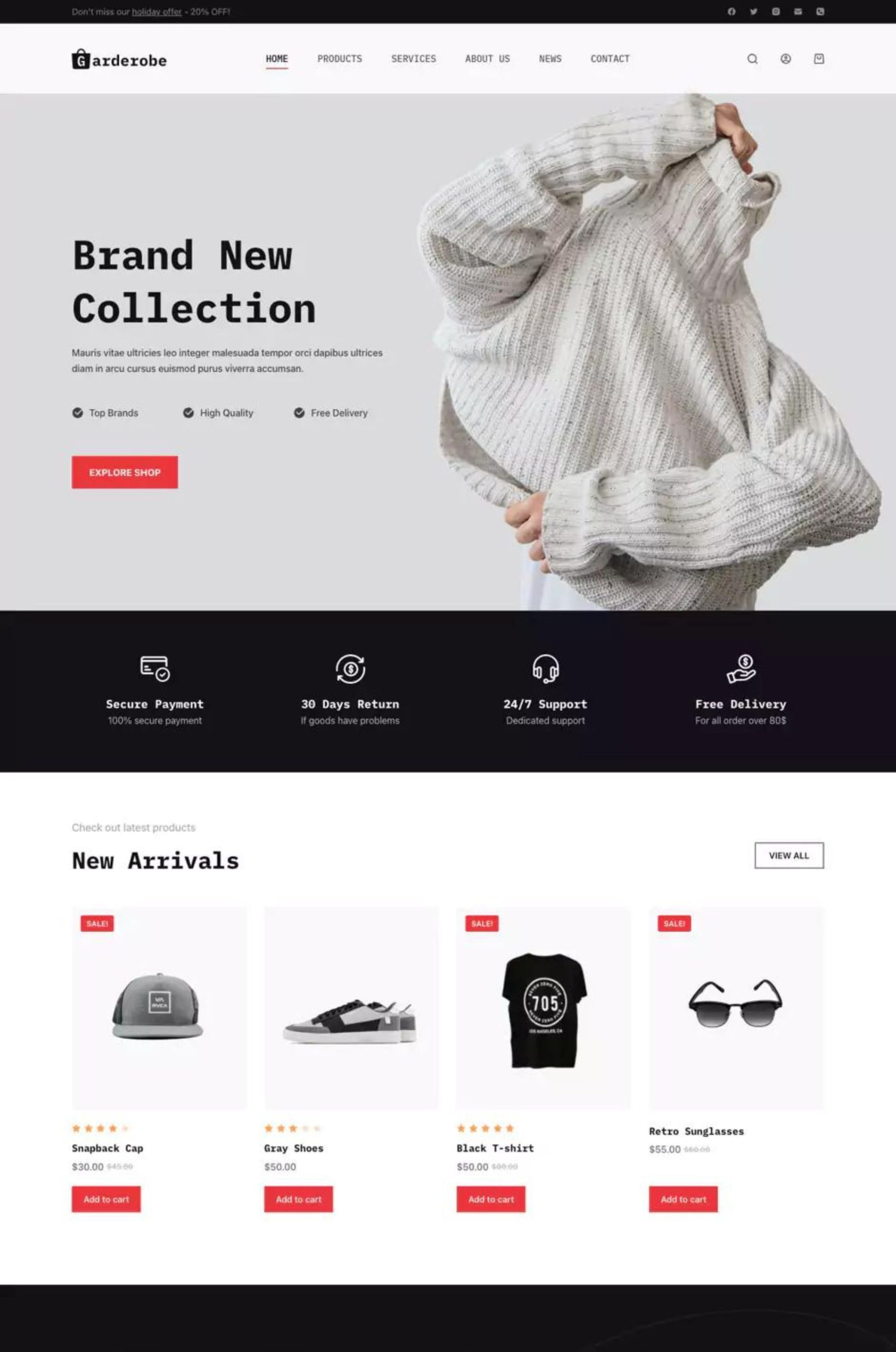 Garderobe E-commerce WordPress Elementor Template