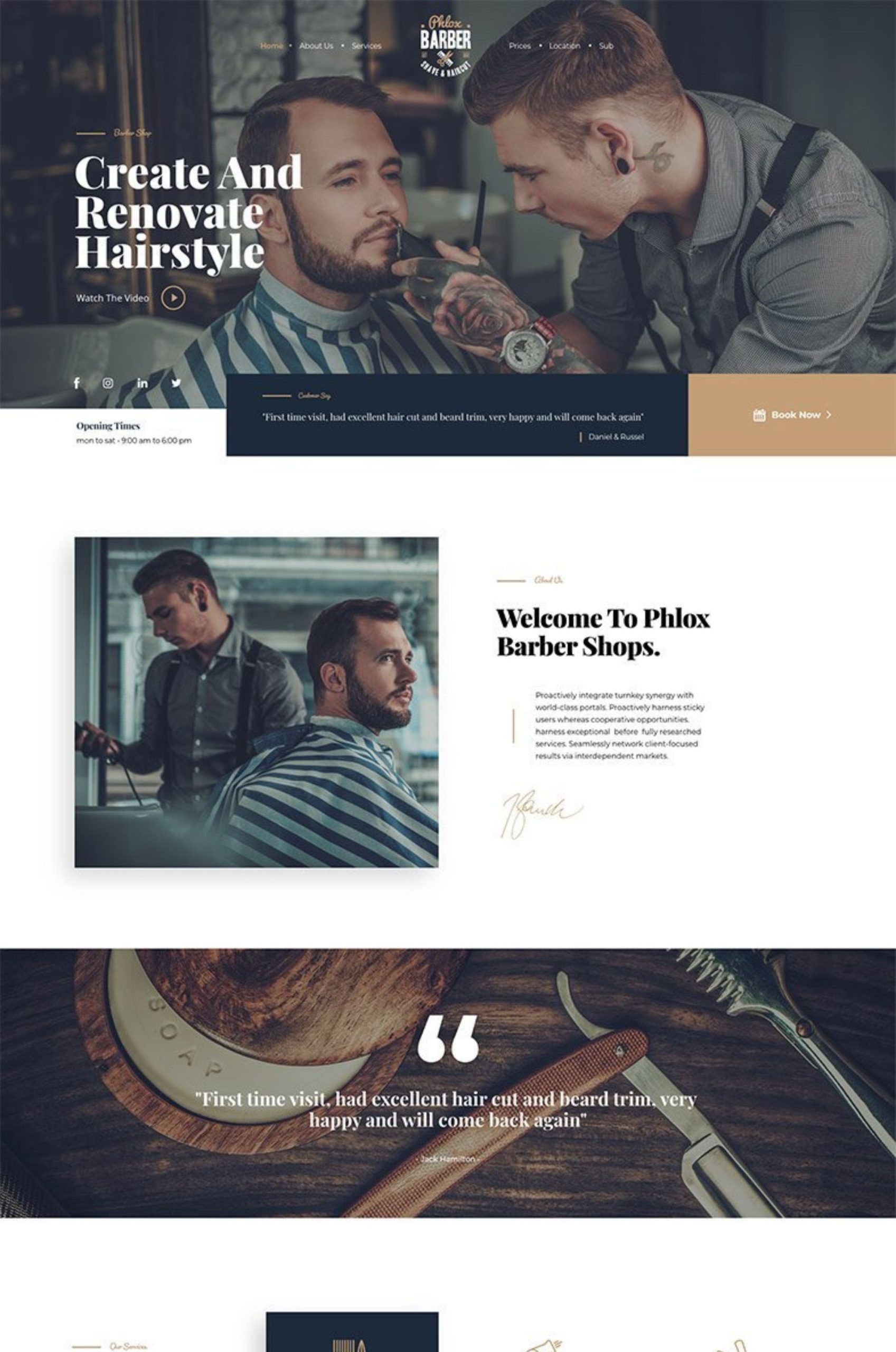 Barber Shop WordPress Elementor Template