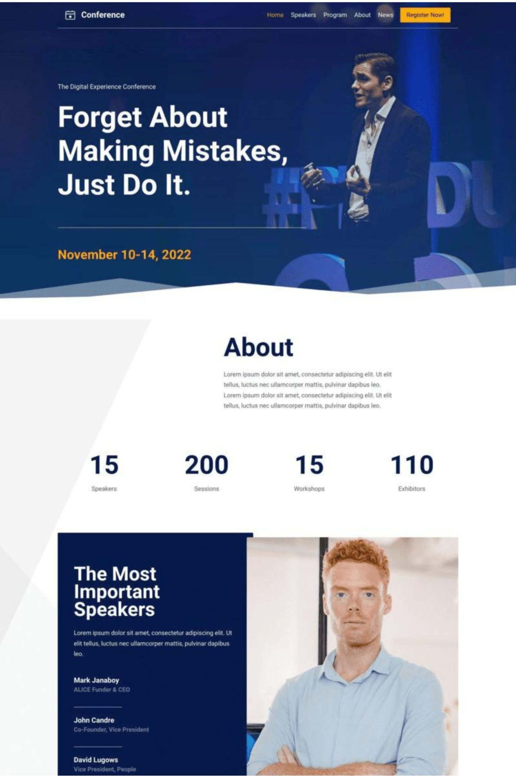 Conference Gutenberg WordPress Template