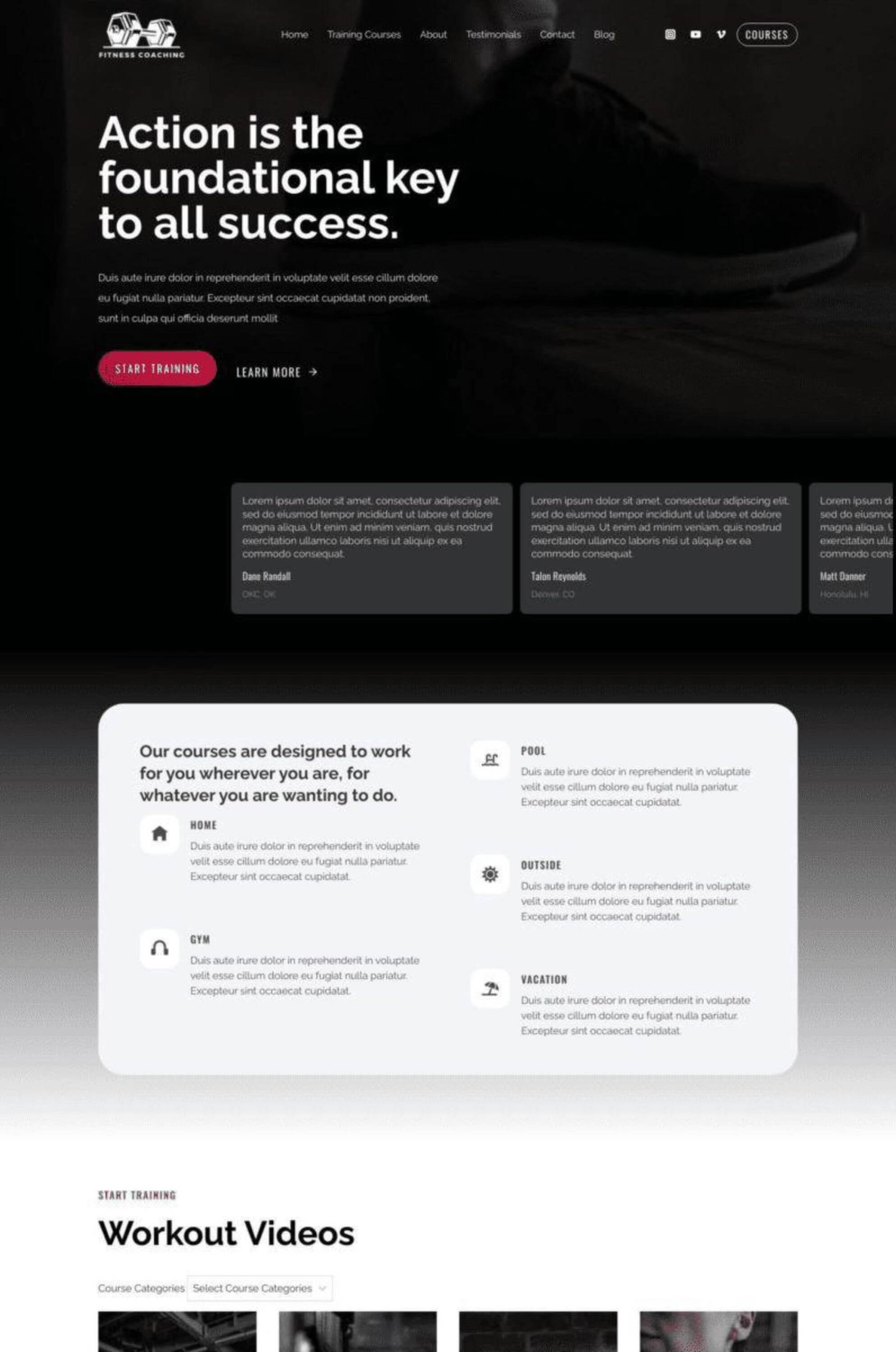 Fitness Course WordPress Gutenberg Template