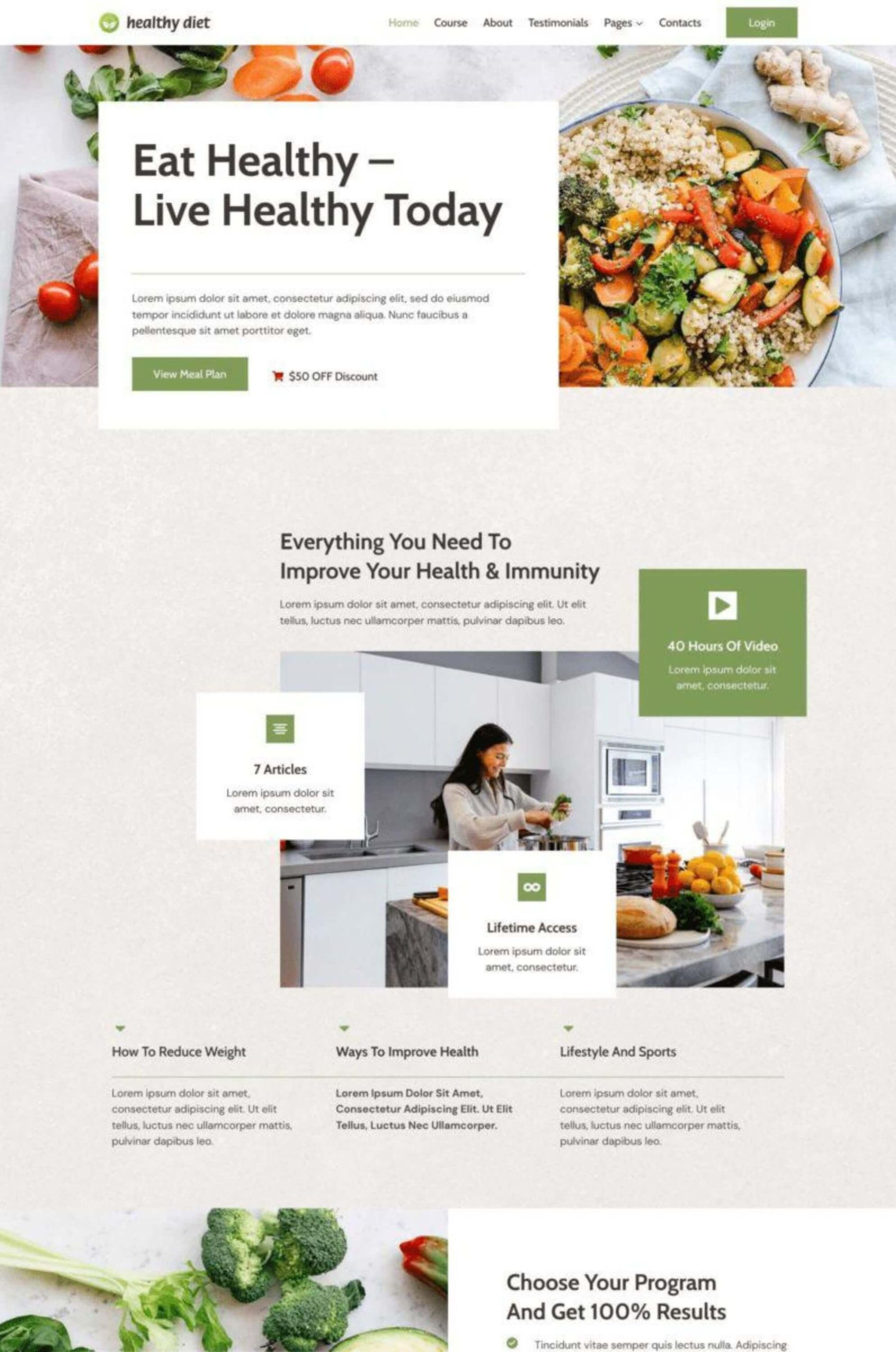 Nutrition Course Gutenberg Website Template