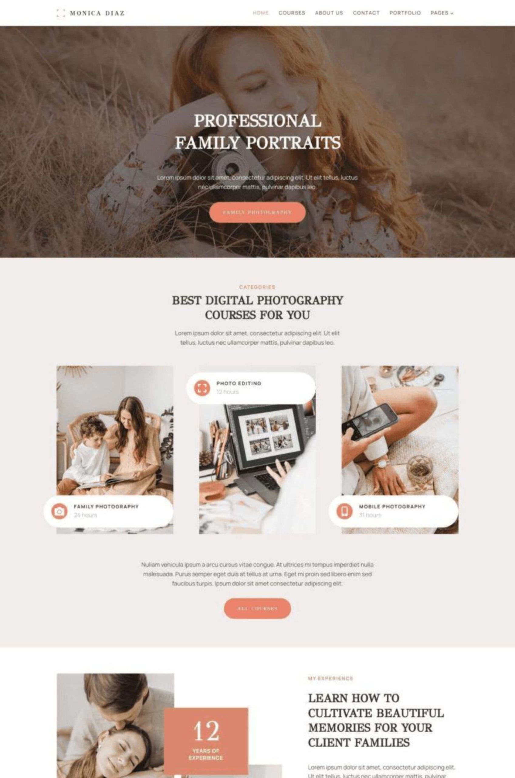 Photography Course Gutenberg Website Template