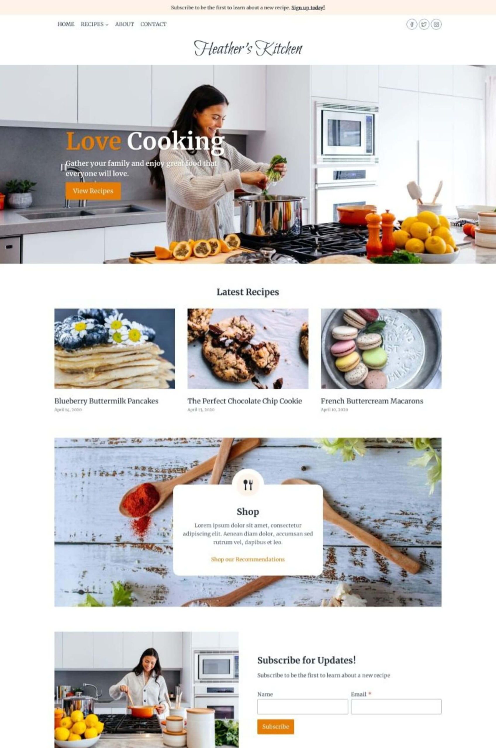 Recipe Blog Elementor Website Template