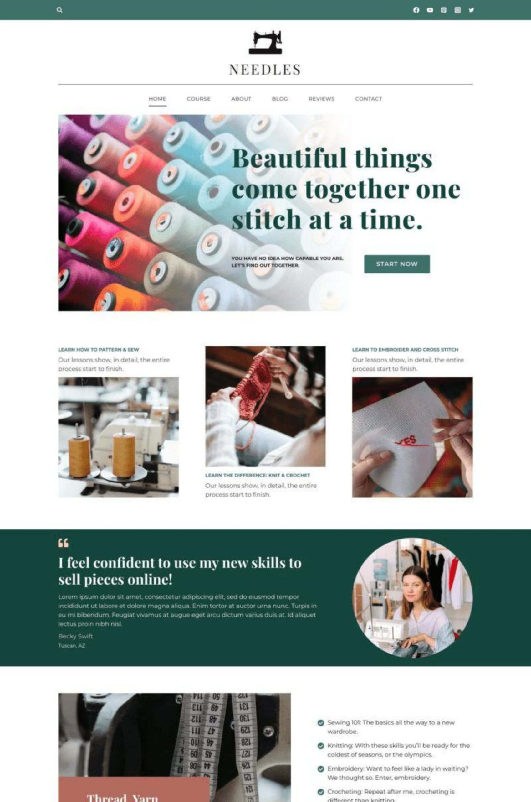 Sewing Course Gutenberg Website Template