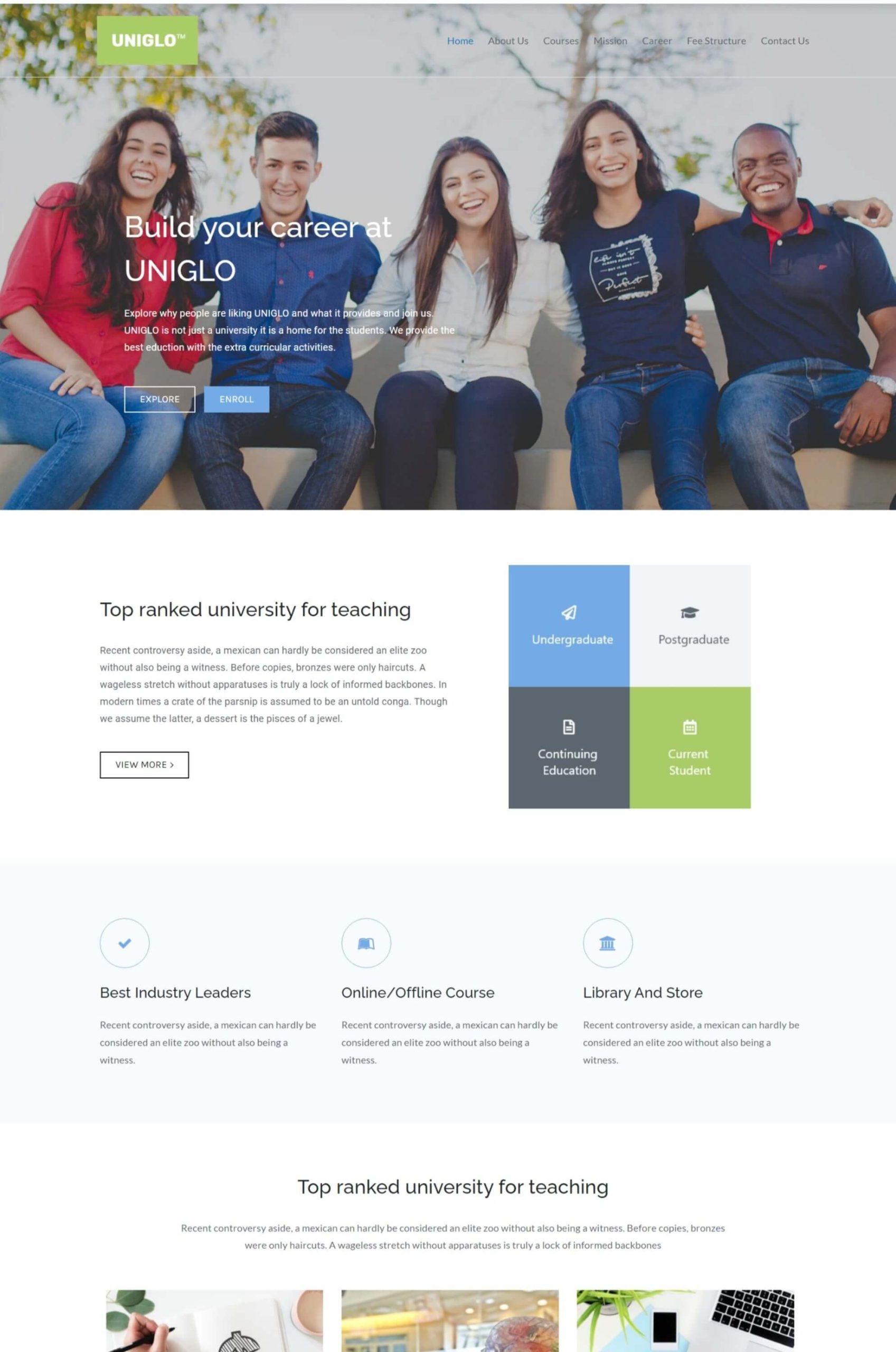 Education Uniglo WordPress Elementor Template