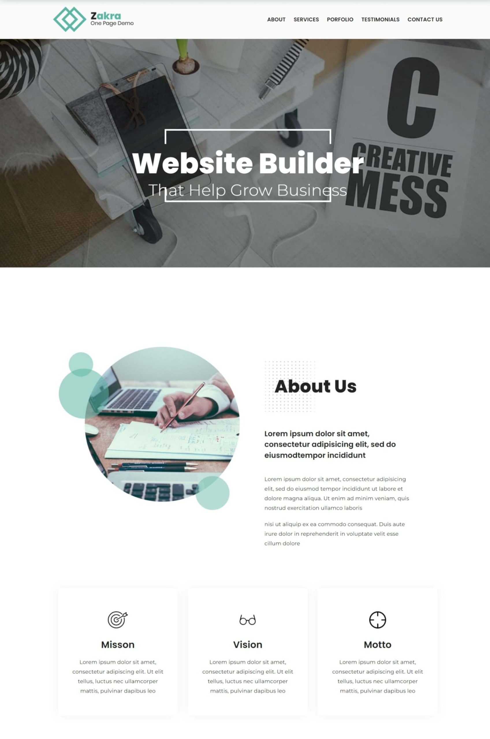 One Page Business Elementor Website Template