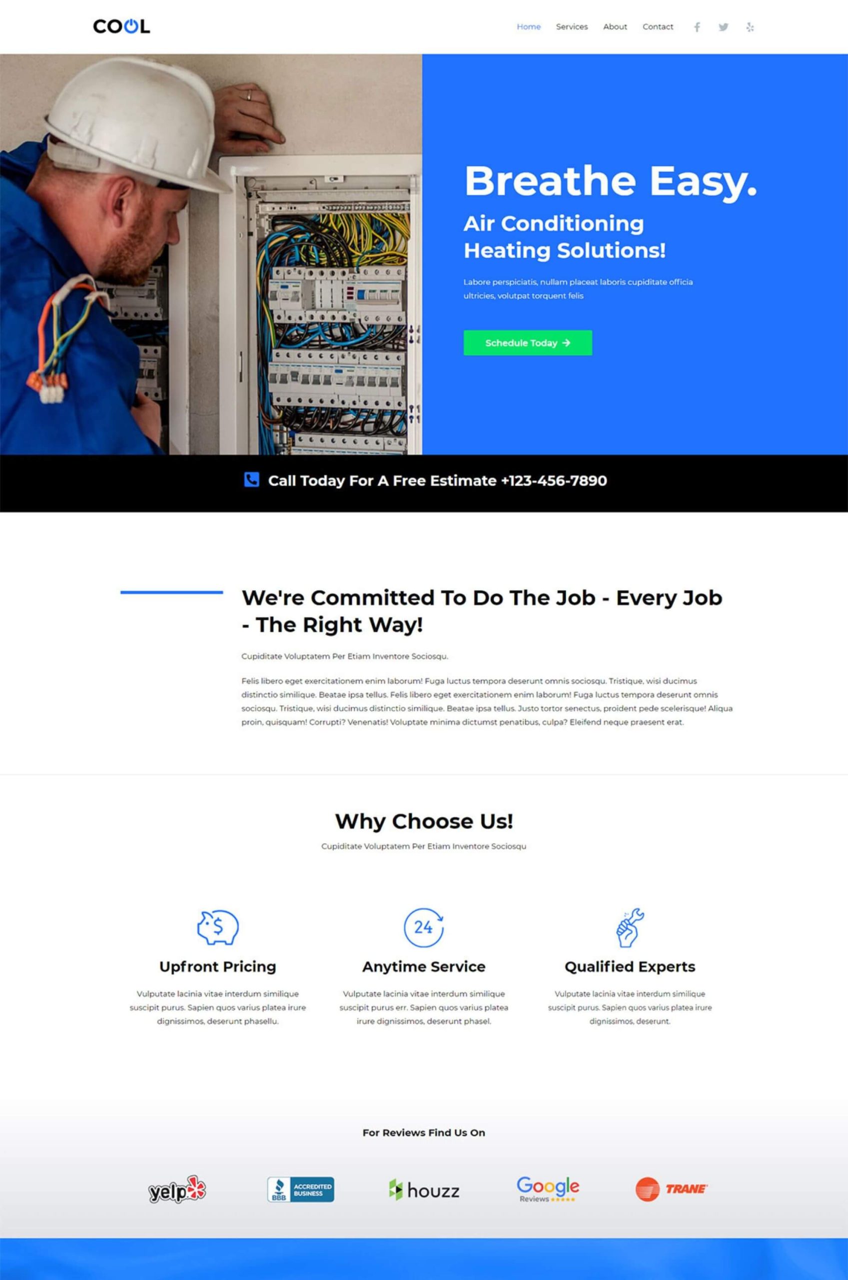 A/C Technician WordPress Elementor Template