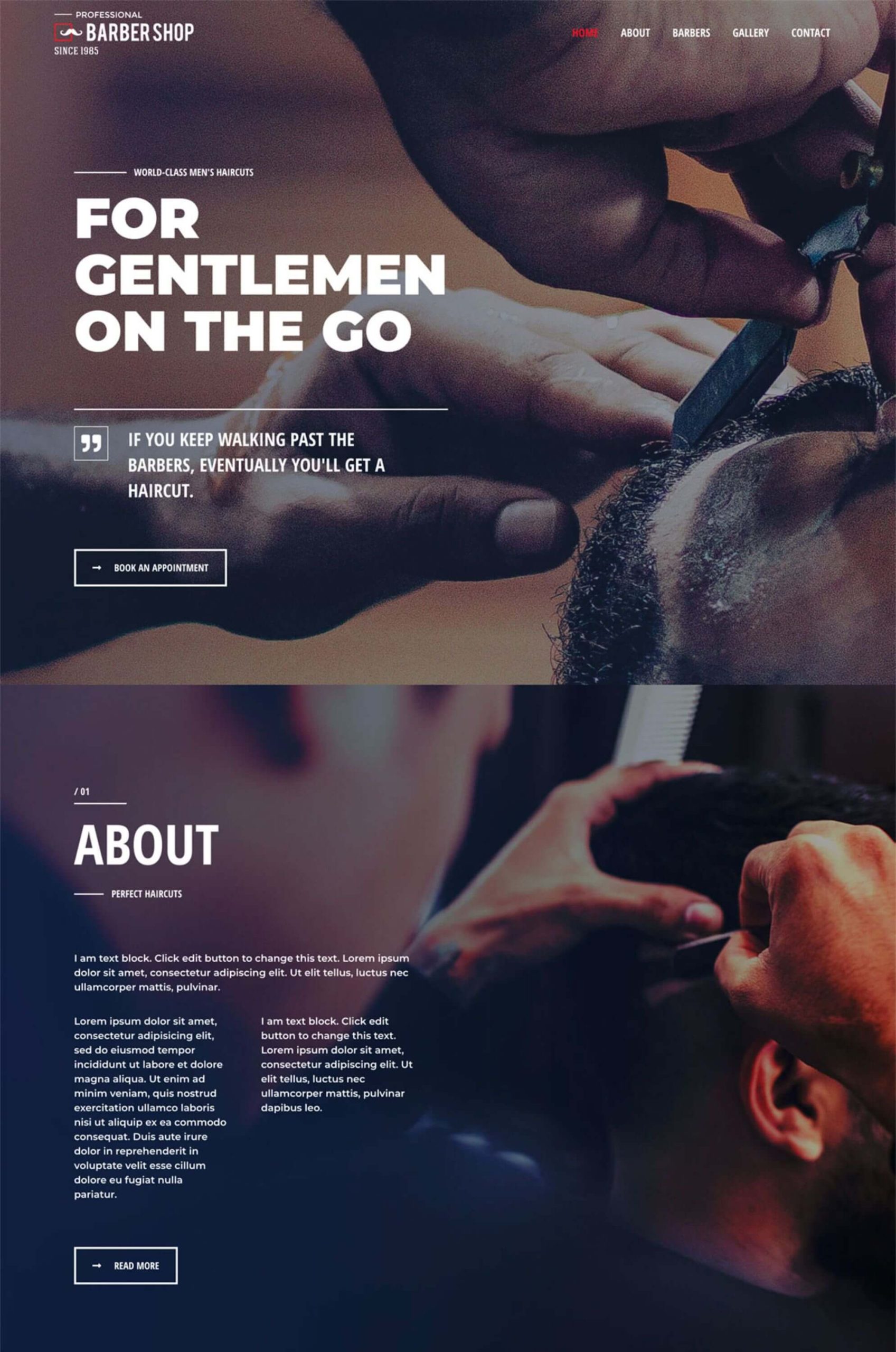 Barber Shop WordPress Elementor Template