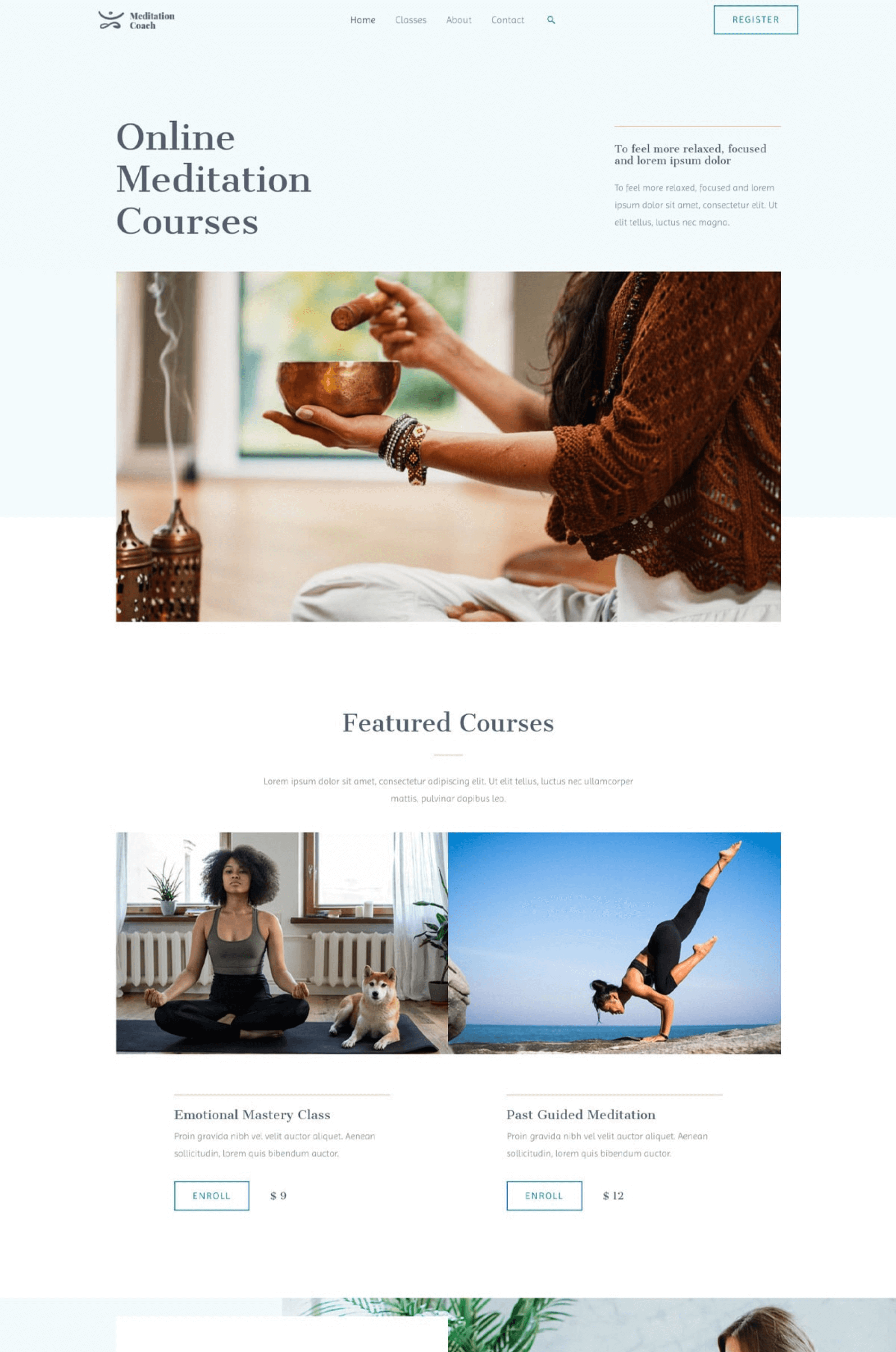 Meditation Courses Elementor Website Template