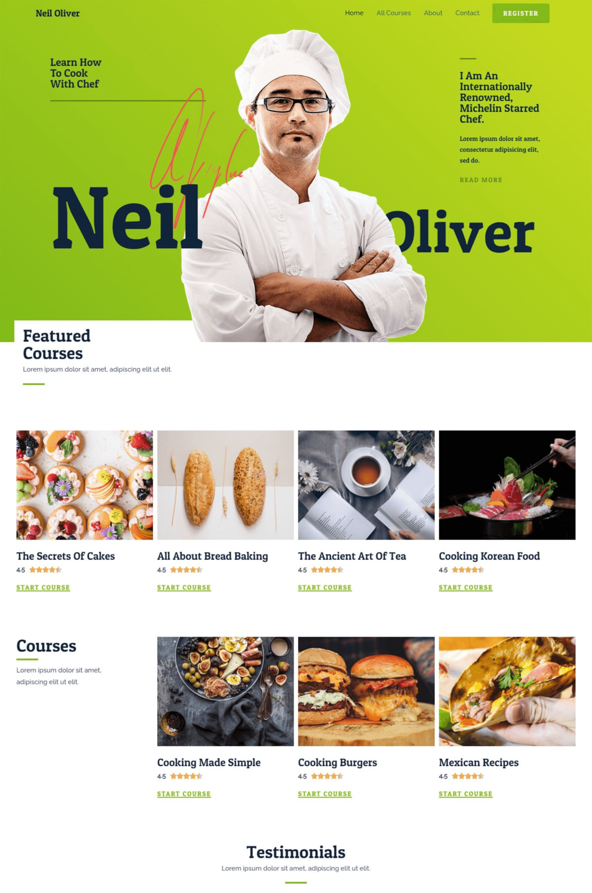 Online Cooking Courses Elementor Website Template