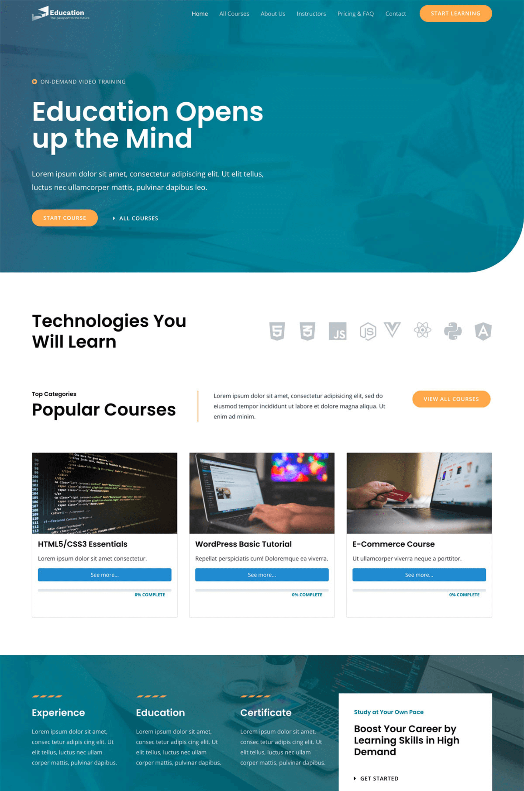 Online Courses Elementor Website Template