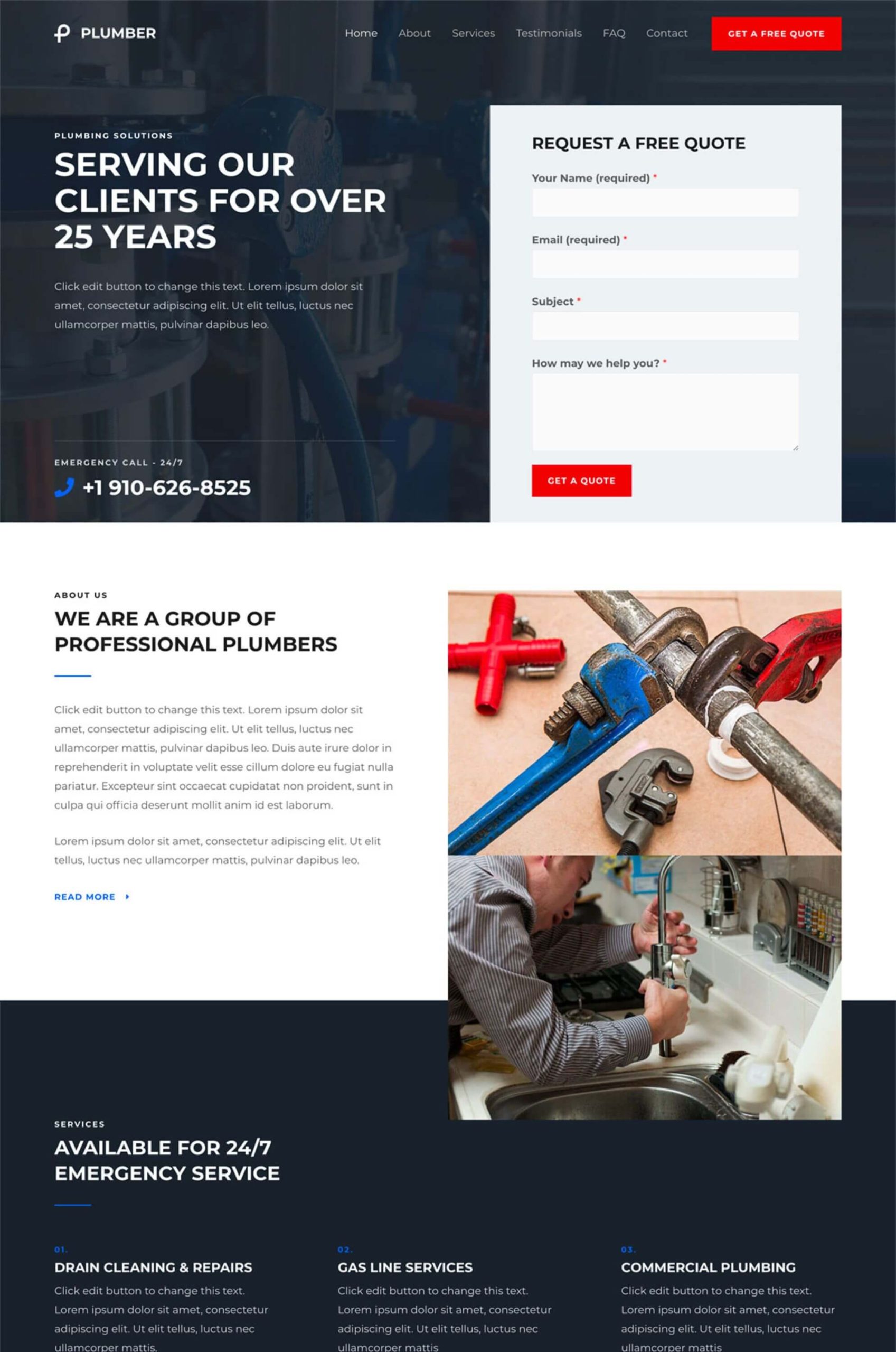 Plumber Elementor Website Template