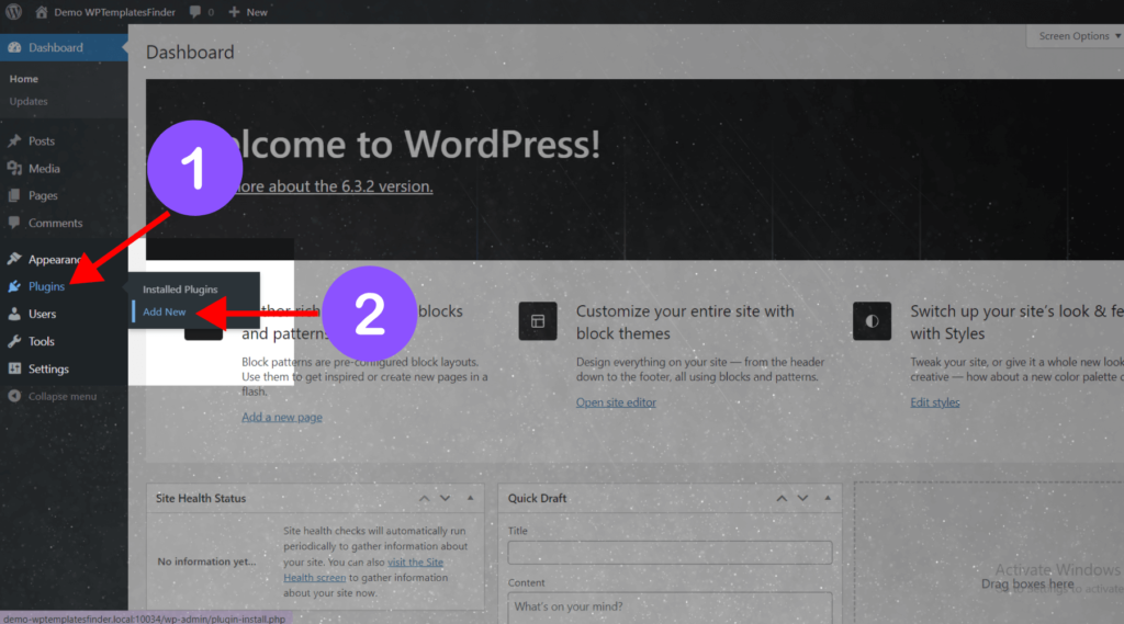 add ne plugin in WordPress for import the template