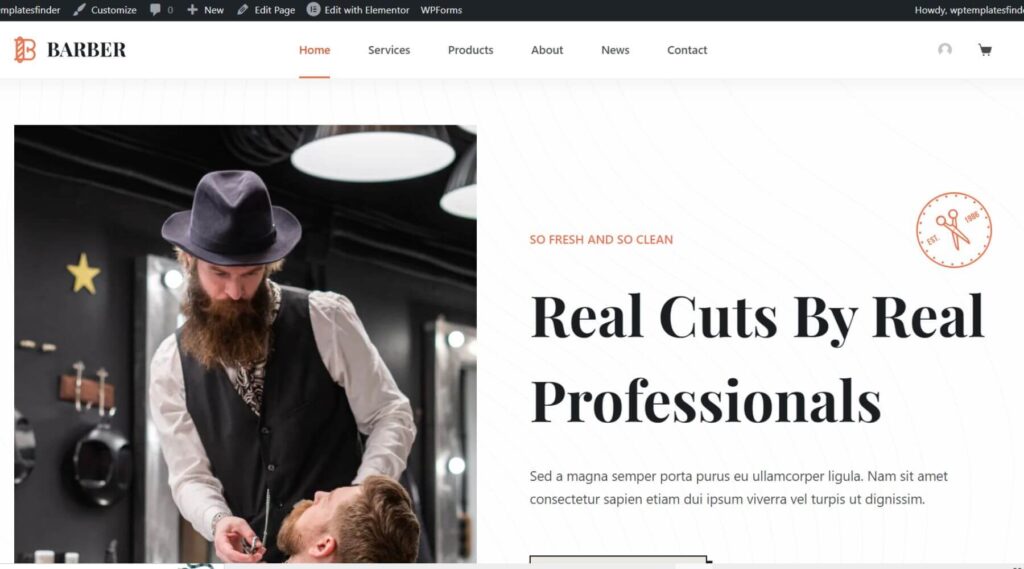 Barber Shop WordPress Elementor Template