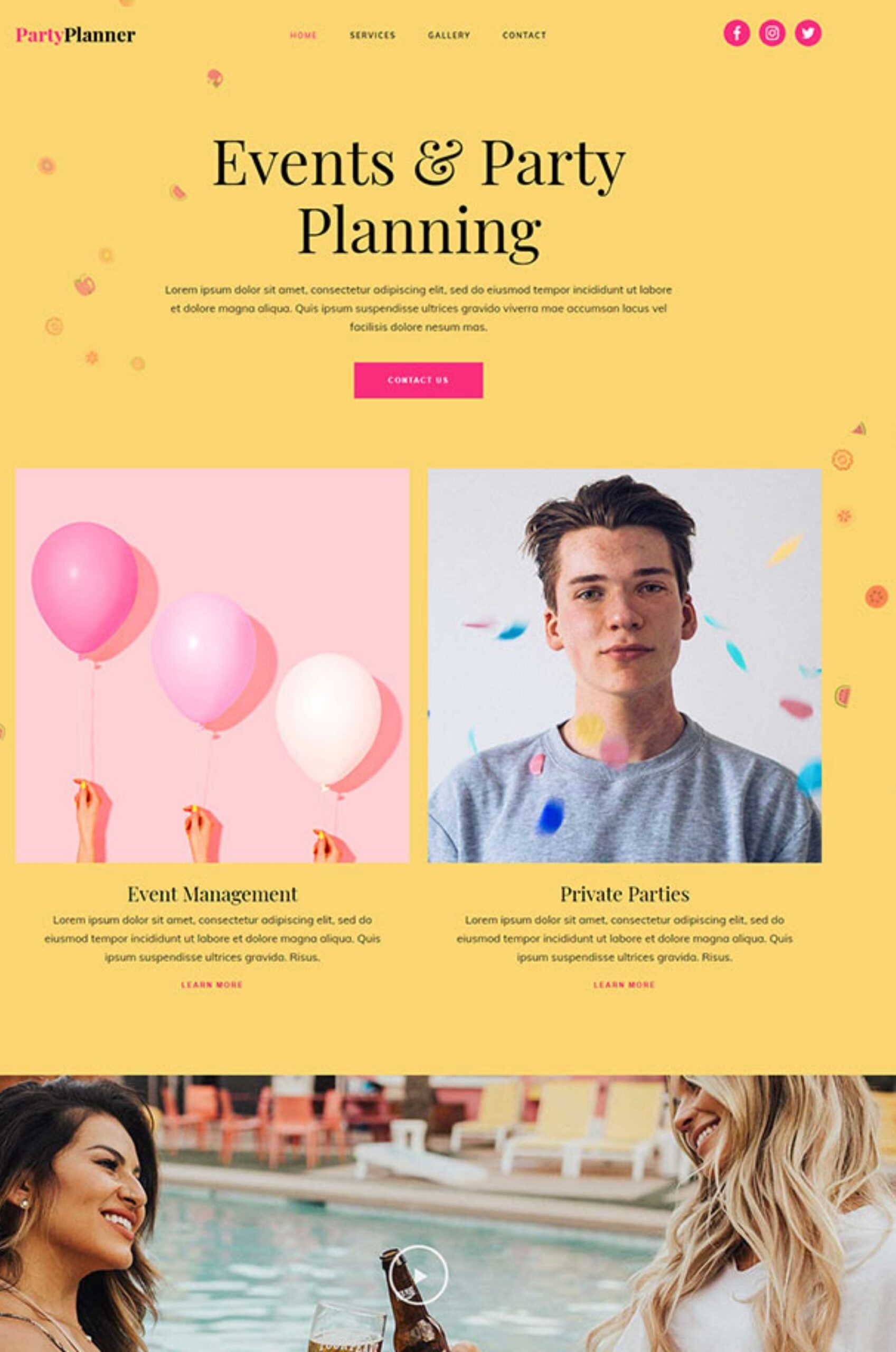 Party and event Organizer Elementor Template Free Download