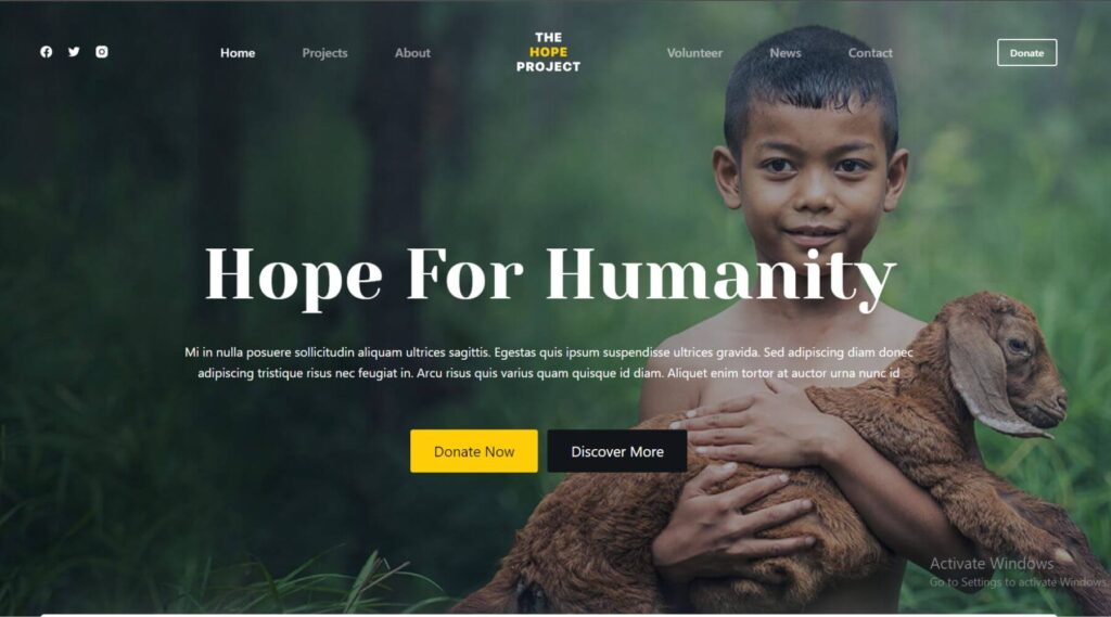 Charity Hope WordPress Elementor Template