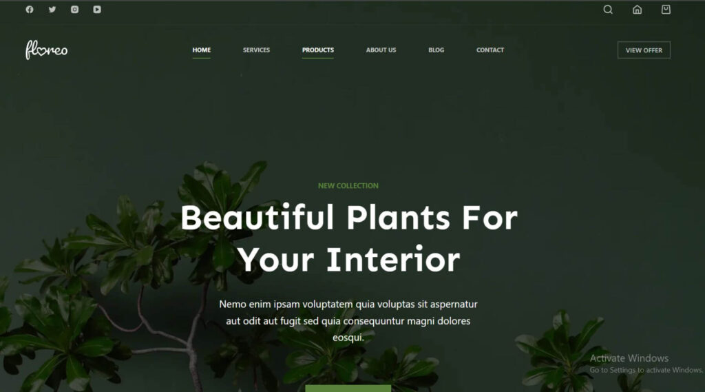 Floreo Plants Interior WordPress Elementor Templat