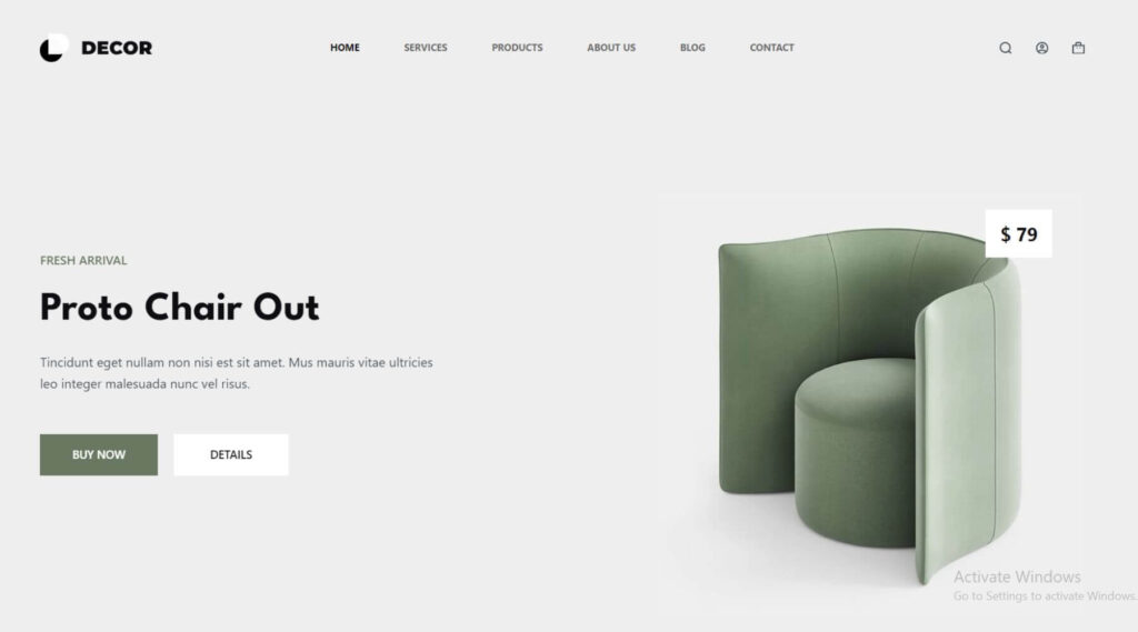 Home Decor WordPress Elementor Template