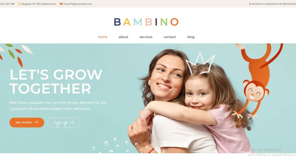 Bambino children's education Elementor WordPress Template