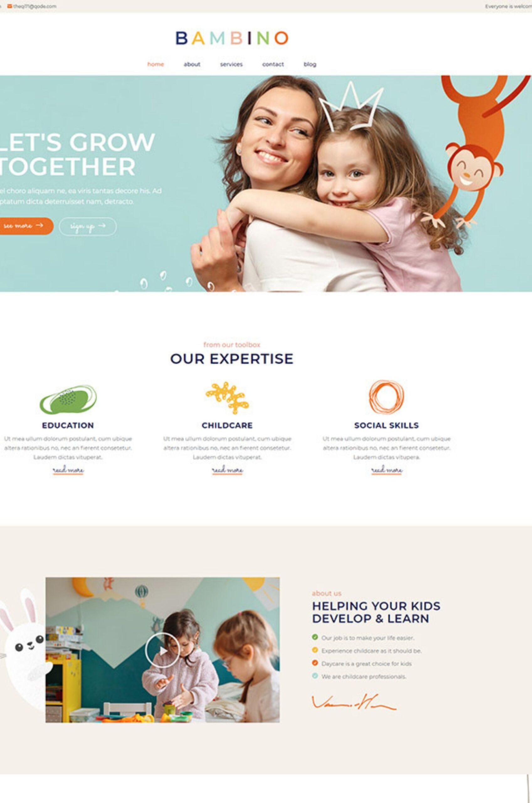 Bambino children's education Elementor WordPress Template