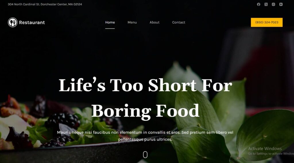 Restaurant Elementor Website Template