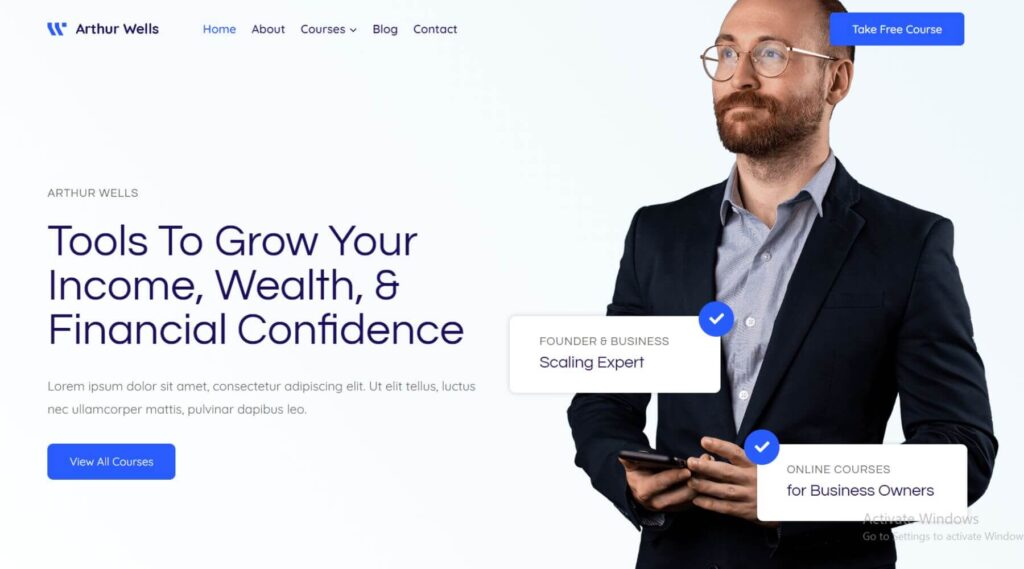 Finance Online Course Elementor Website Template