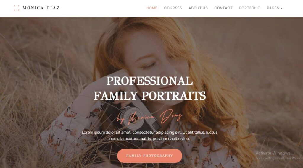 Photography Course Gutenberg Website Template