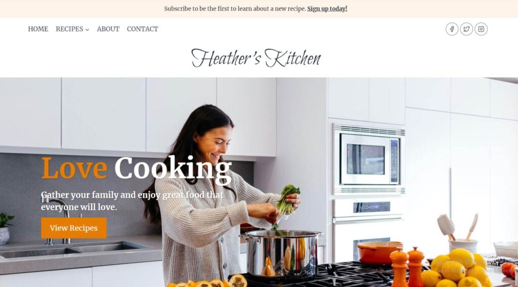 Recipe Blog Elementor Website Template