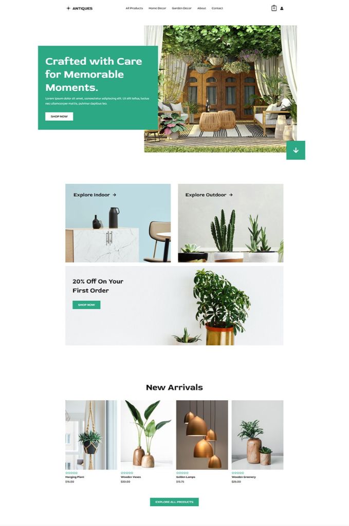 Home Garden Decor Elementor Website Template