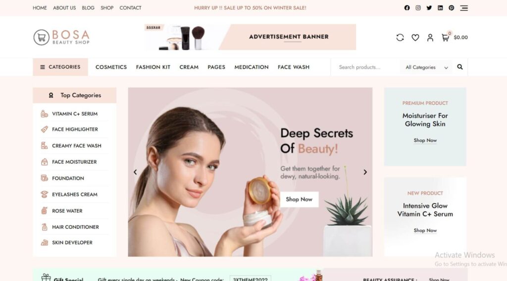 Ecommerce Beauty Shop Elementor Website Template