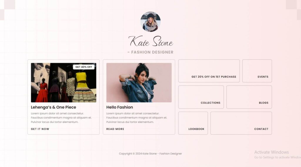 Fashion Designer Bio Elementor Website Template