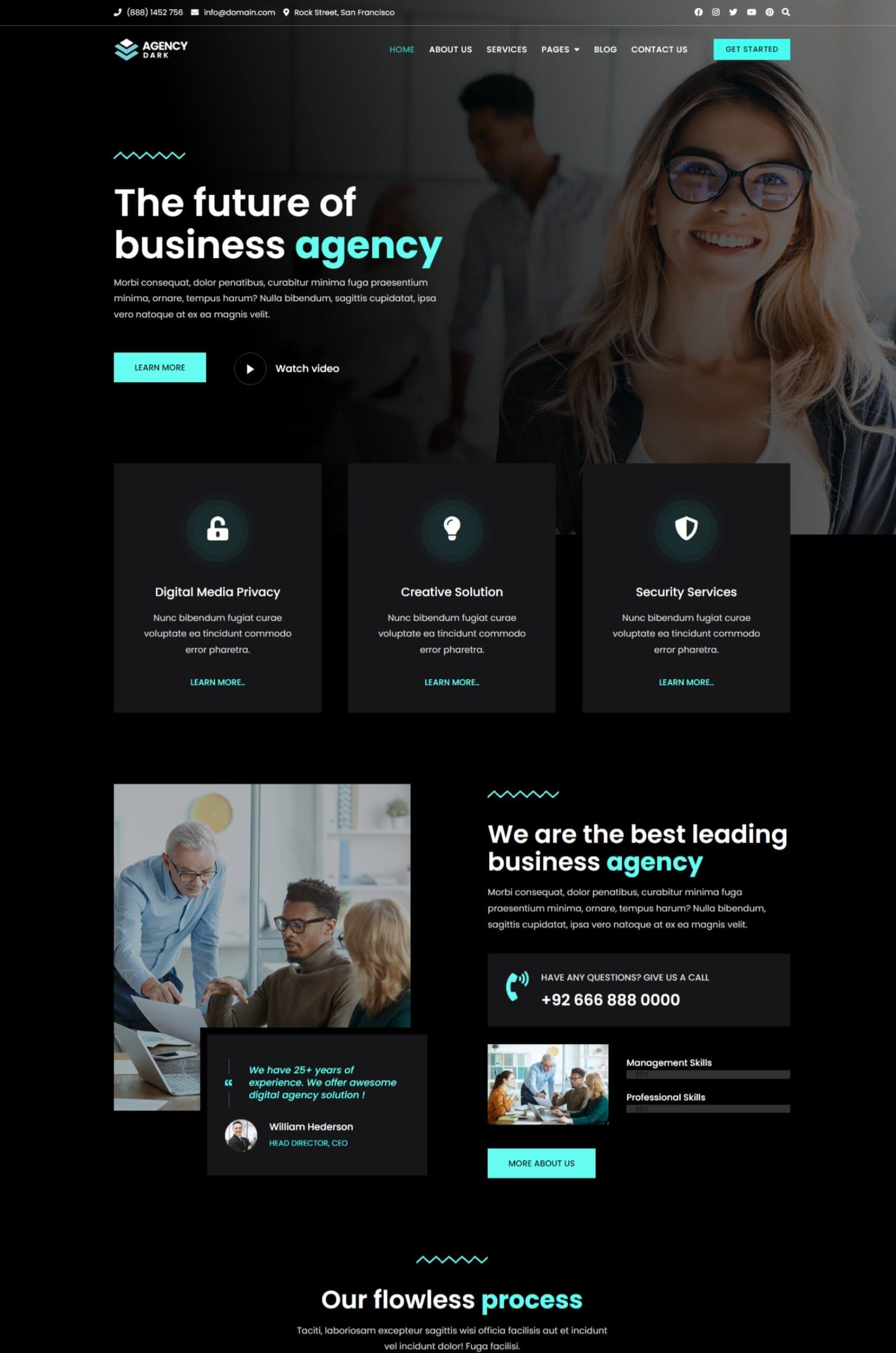 Dark Digital Marketing Agency Elementor Website Template