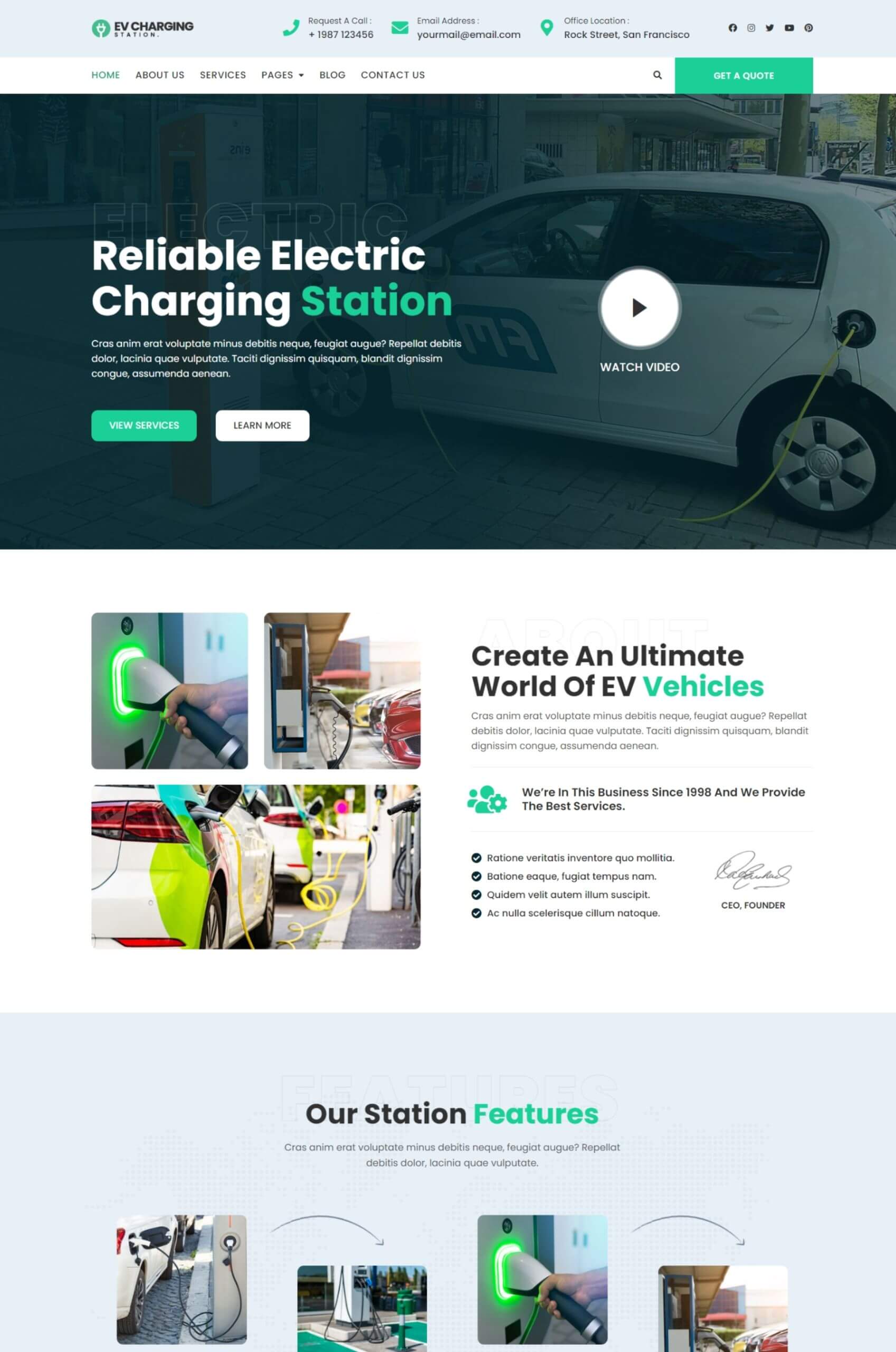 EV Charging Station Elementor Website Template