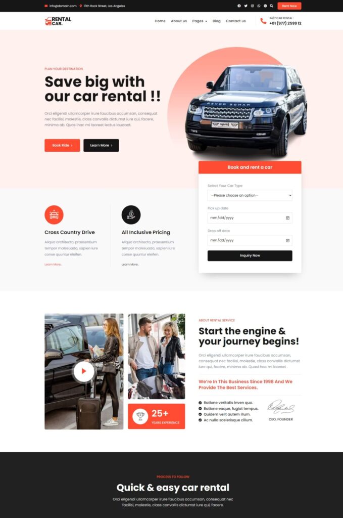 Rental Car Elementor Website Template