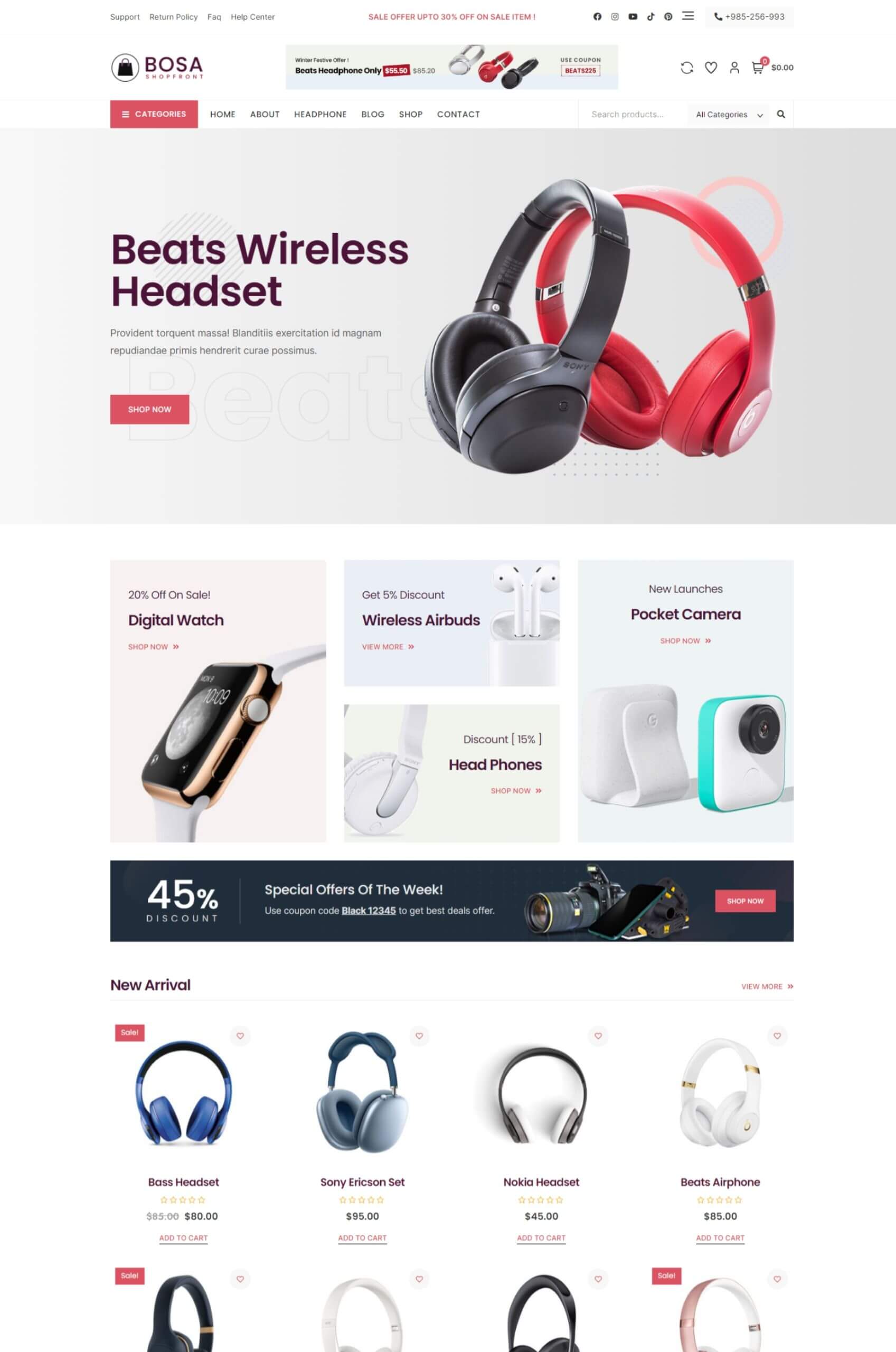 Electronics Elementor WordPress eCommerce Template for free