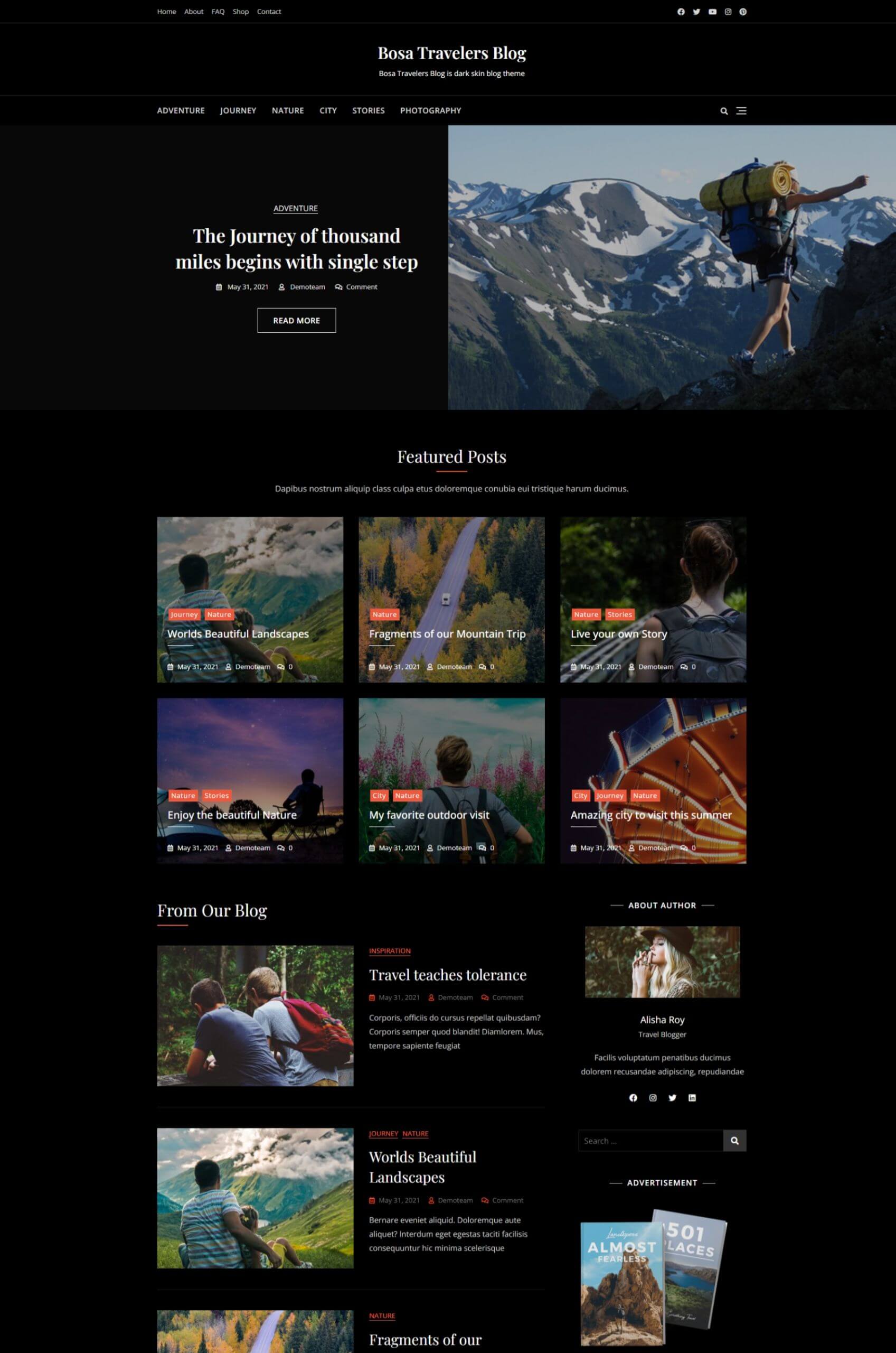 Travel Blog Gutenberg Website Template