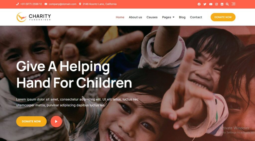 Fundraiser Charity Elementor Website Template