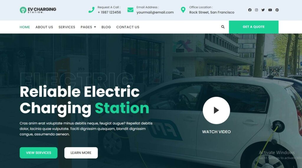 EV Charging Station Elementor Website Template